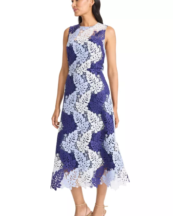 SLEEVELESS LACE MIDI DRESS