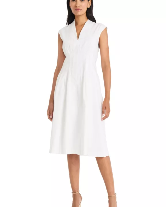 COLOR BLOCK FIT AND FLARE W/ PANELS DRESS