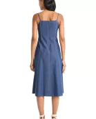 SLEEVELESS CHAMBRAY MIDI DRESS W/ TOPSTITCHING