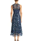 FIT AND FLARE MIDI DRESS W/ SWEETHEART ILLUSION