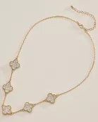 Gold Station Necklace with Pavé Crystal Charms