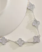 Gold Station Necklace with Pavé Crystal Charms