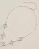 Gold Station Necklace with Pavé Crystal Charms