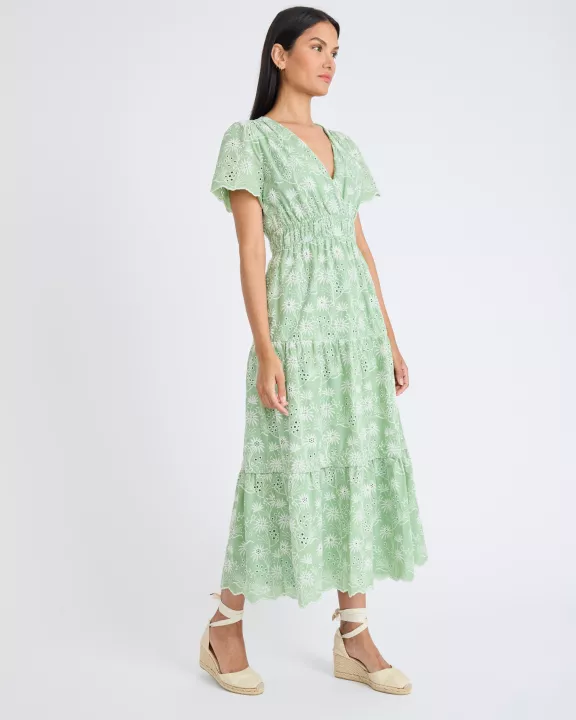 CAP SLEEVE V-NECK MIDI DRESS