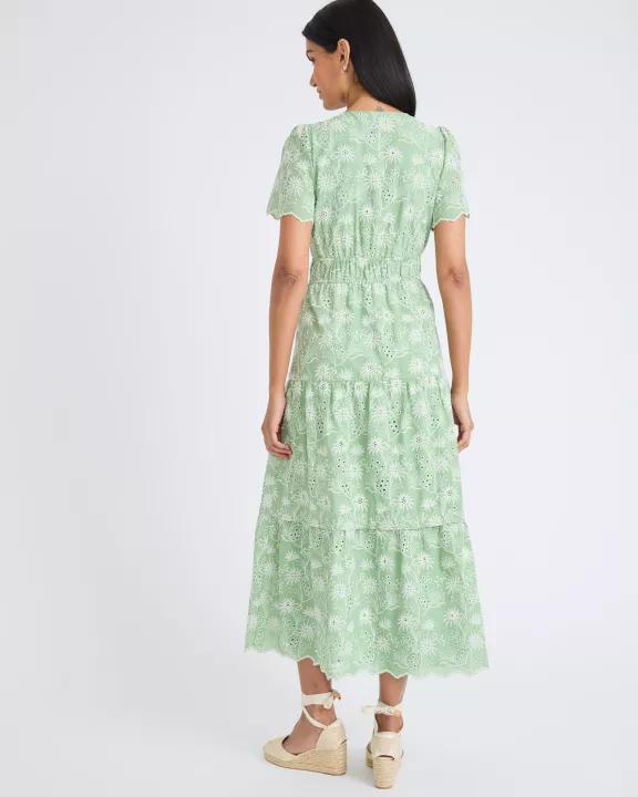 CAP SLEEVE V-NECK MIDI DRESS