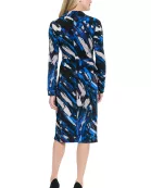 FAUX WRAP SIDE TIE LONG SLEEVE MIDI DRESS