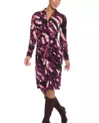 FAUX WRAP SIDE TIE LONG SLEEVE MIDI DRESS