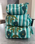 Navy Blossom Stripe Block Print Quilted Bag Collection