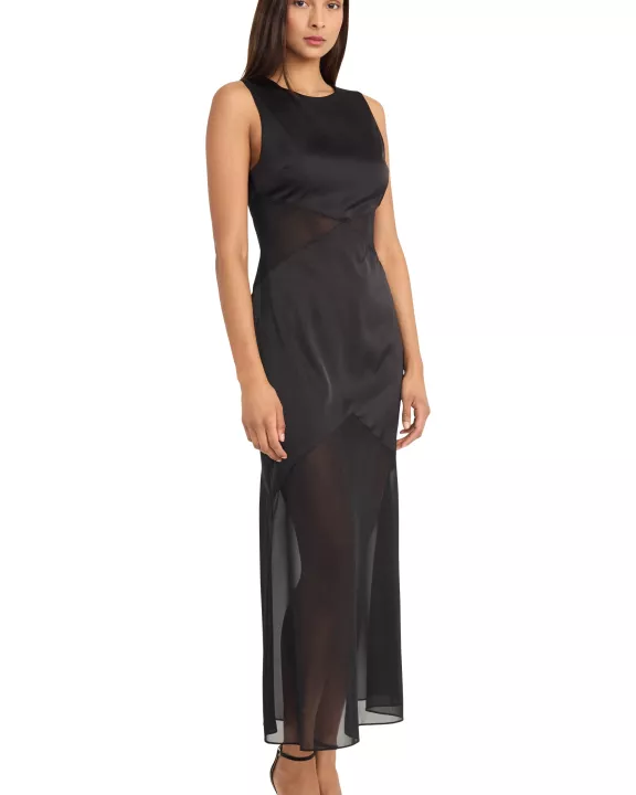 MESH SIDE SLIT DETAIL DRESS