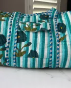 Navy Blossom Stripe Block Print Quilted Bag Collection