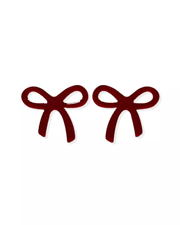 Kylie Bow Earrings - Maroon