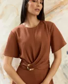 GOLD WAIST DETAIL MIDI DRESS