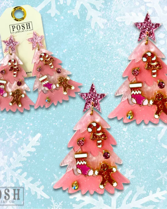 Decorated Christmas tree earring