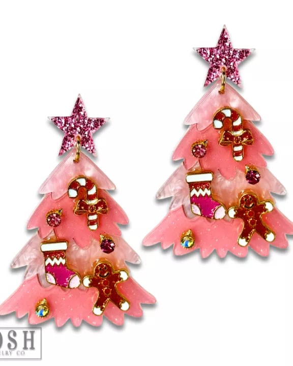Decorated Christmas tree earring