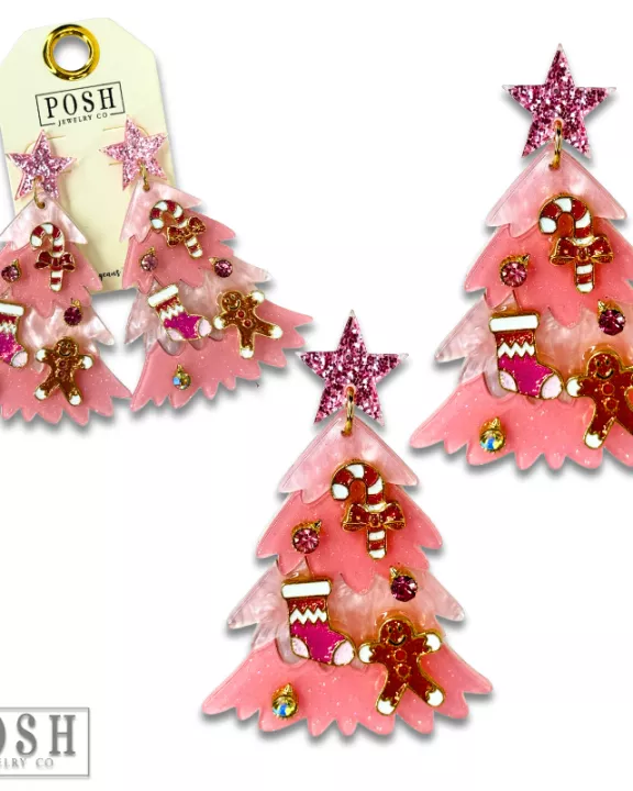 Decorated Christmas tree earring