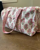 Block Print Quilted Duffel Bag