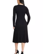 LONG SLEEVE BUTTON DETAIL MIDI DRESS