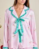 Stripe And All Over Martini Print Pajama Set
