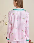 Stripe And All Over Martini Print Pajama Set