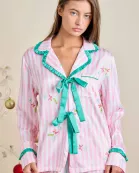 Stripe And All Over Martini Print Pajama Set