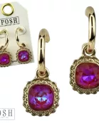 Square rhinestone dangle hoop earring