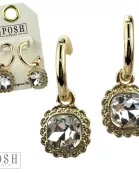 Square rhinestone dangle hoop earring