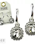 Square rhinestone dangle hoop earring