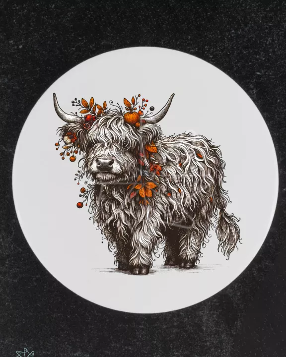 Fall Shaggy Cow Coaster Set
