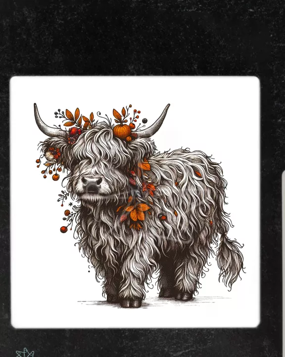 Fall Shaggy Cow Coaster Set
