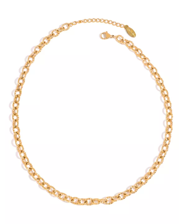 Textured Link Necklace Waterproof