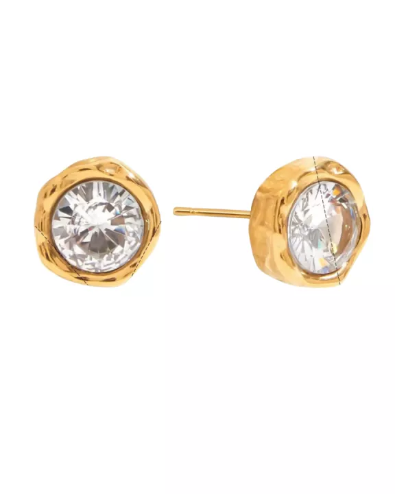 Bezel Diamond Stud Earrings Waterproof