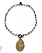 Toggle necklace with Austrian crystal Santa Fe teardrop pendant