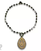 Toggle necklace with Austrian crystal Santa Fe teardrop pendant