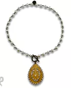 Toggle necklace with Austrian crystal Santa Fe teardrop pendant