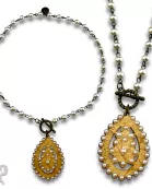 Toggle necklace with Austrian crystal Santa Fe teardrop pendant
