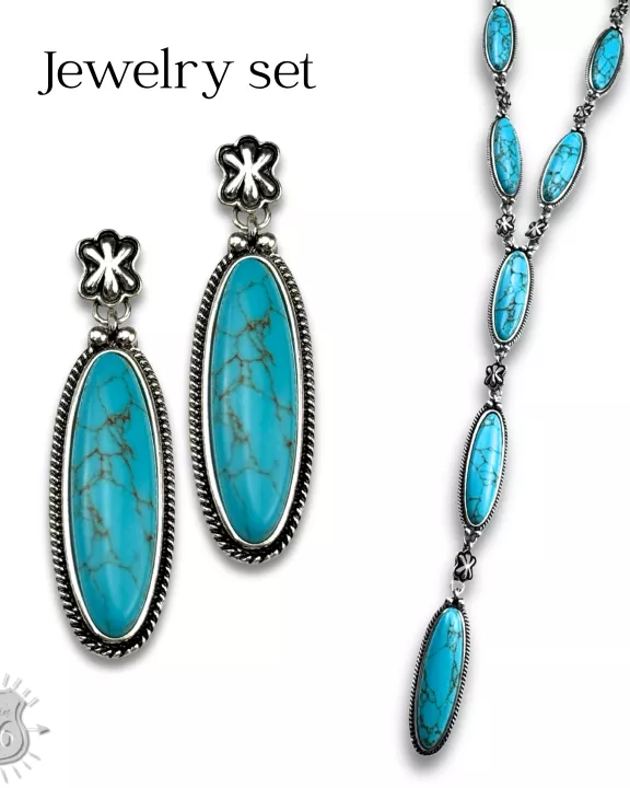 Turquoise Y neckace and earring set