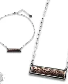 Western tooled look bar necklace