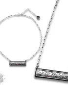 Western tooled look bar necklace