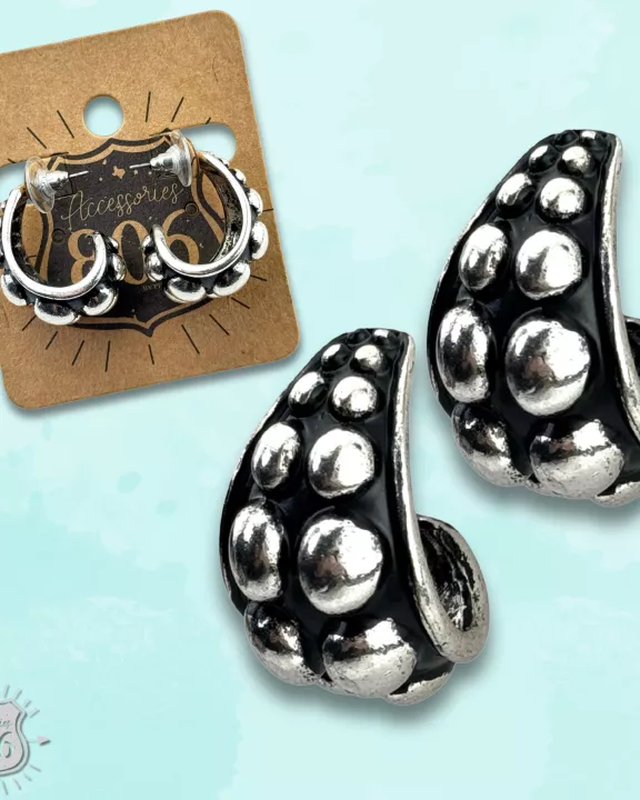 Western burnished bead hoop earring