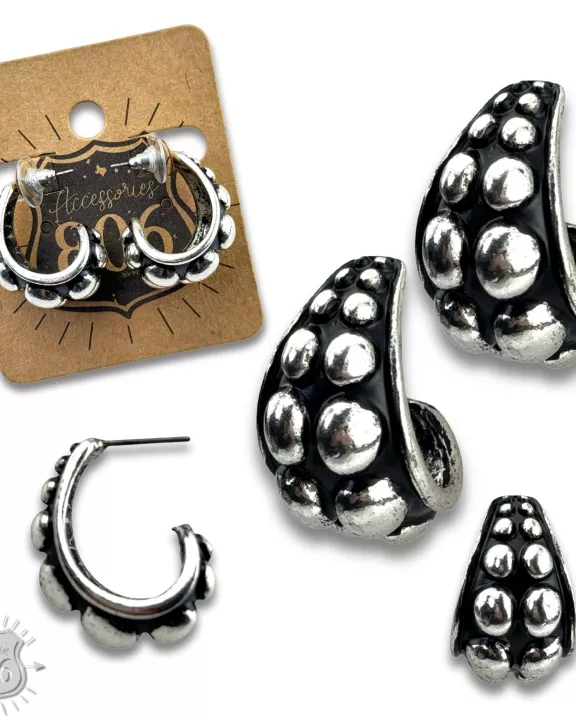 Western burnished bead hoop earring
