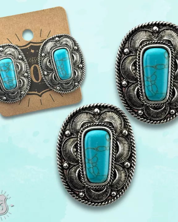 Western concho post earrings