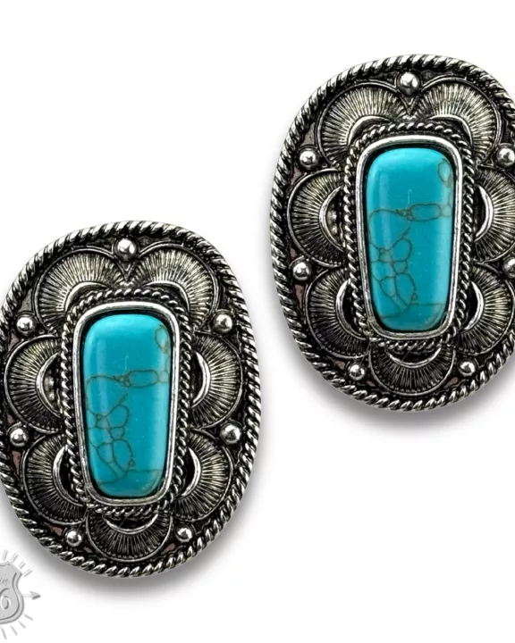 Western concho post earrings