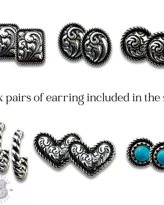 Western tooled look earring set