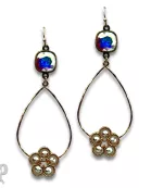 Flower charm earring with Austrian crystal