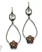 Flower charm earring with Austrian crystal