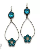 Flower charm earring with Austrian crystal