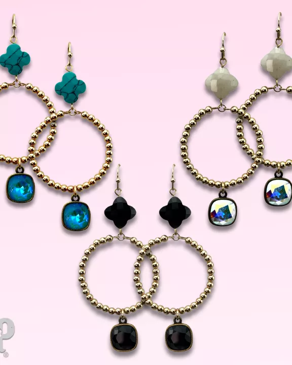Clover bead earring with Austrian crystal