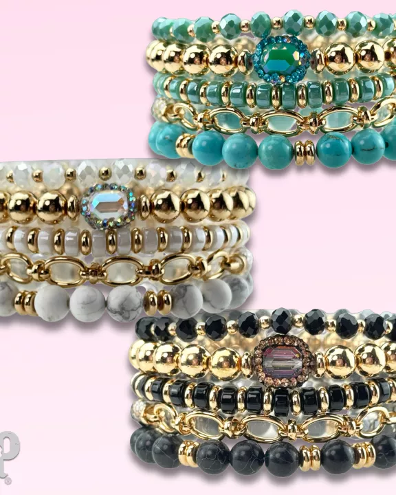 Mixed bead bracelet with chain feature