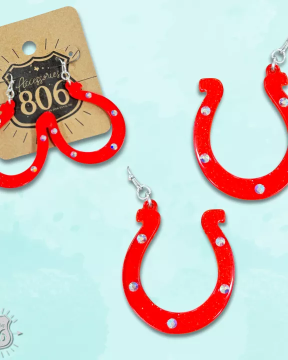 Red horseshoe earring