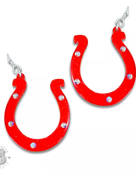 Red horseshoe earring